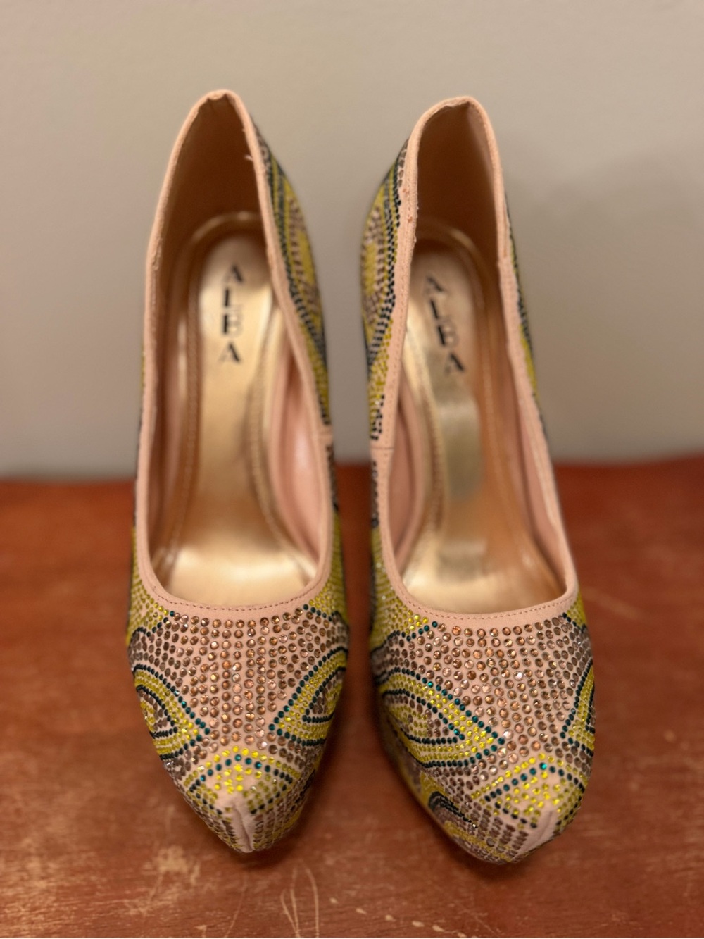 Alba Yellow Patterned Platform Pumps - Picture 4 of 10